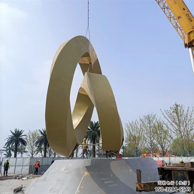 室內(nèi)圓環(huán)雕塑，拉絲景觀雕塑，抽象效果