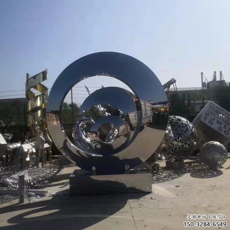步行街圓環(huán)雕塑，鍛造景觀雕塑，鏤空方式