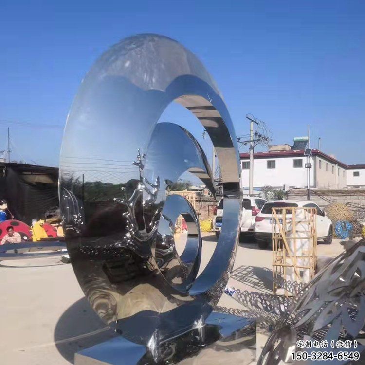 校園圓環(huán)雕塑，拉絲景觀雕塑，抽象主題