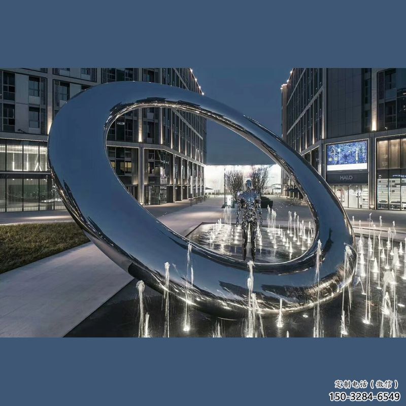 操場圓環(huán)雕塑，鏤空景觀雕塑，噴砂制造