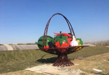 步行街花籃雕塑，鍛造景觀雕塑，烤漆方式