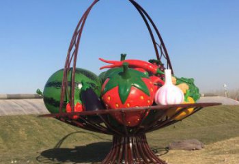 城市花籃雕塑，彩繪景觀雕塑，古銅效果