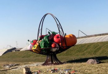 公園花籃雕塑，噴砂發(fā)光雕塑，鍛造工藝