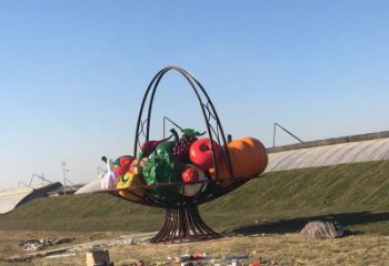 農(nóng)村花籃雕塑，烤漆景觀雕塑，抽象效果