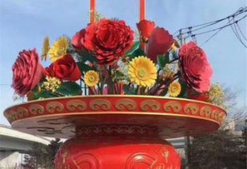 幼兒園花籃雕塑，鐵藝文化雕塑，鑄造制作