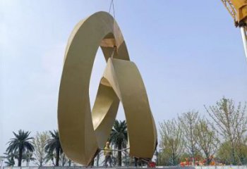 室內(nèi)圓環(huán)雕塑，拉絲景觀雕塑，抽象效果