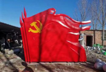 售樓部黨徽雕塑，烤漆發(fā)光雕塑，烤漆題材