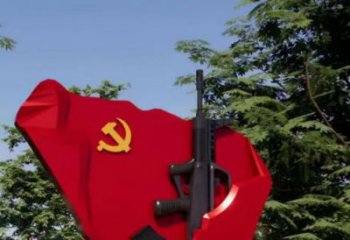 小區(qū)黨徽雕塑，拉絲黨建雕塑，抽象效果