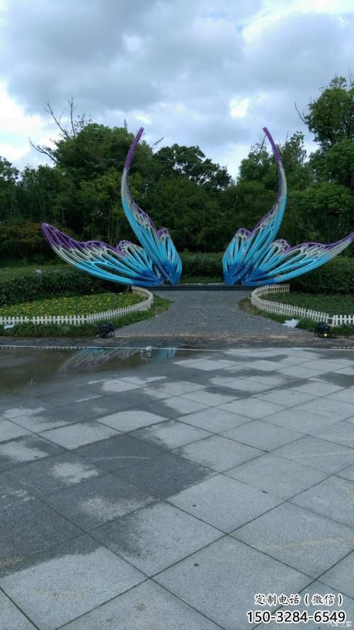 室內(nèi)翅膀雕塑，拉絲景觀雕塑，抽象效果
