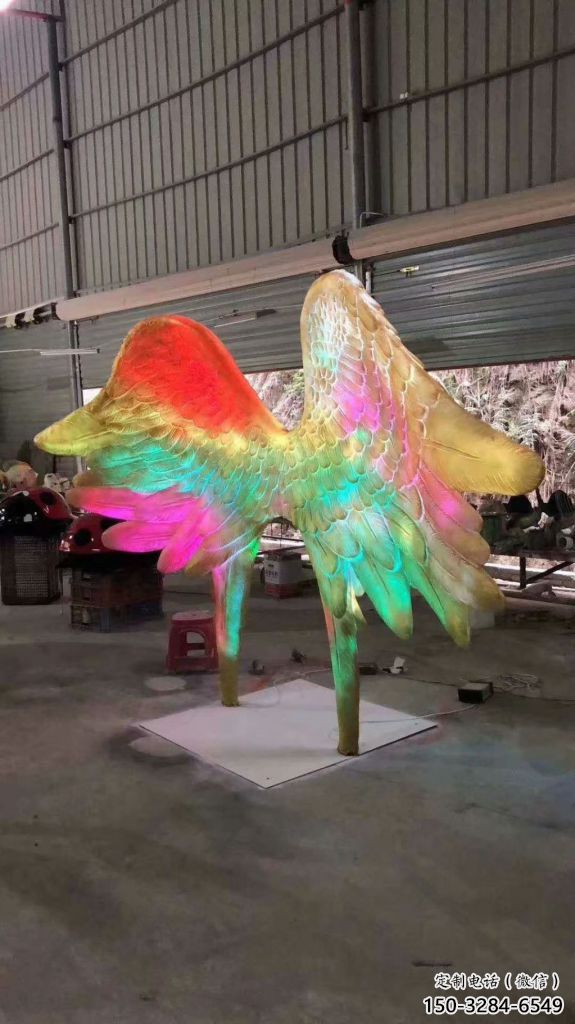 售樓部翅膀雕塑，噴砂發(fā)光雕塑，烤漆題材