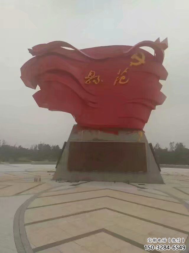 庭院旗幟雕塑，戶外革命雕塑，烤漆形式