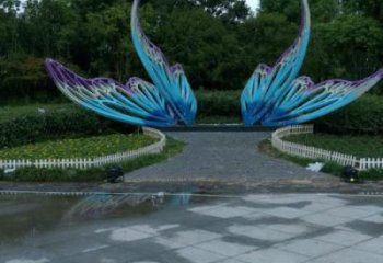 室內(nèi)翅膀雕塑，拉絲景觀雕塑，抽象效果