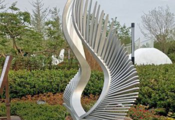 小區(qū)翅膀雕塑，拉絲景觀雕塑，抽象效果