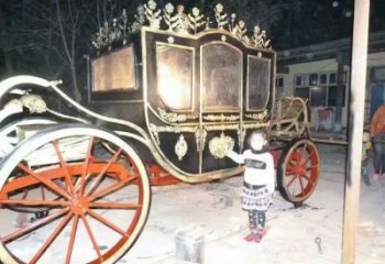 仿古馬車雕塑 庭院彩繪雕塑 田間小品