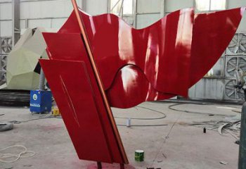 校園旗幟雕塑，拉絲黨建雕塑，抽象主題