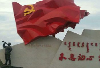 廣場(chǎng)旗幟雕塑，抽象水景雕塑，抽象效果