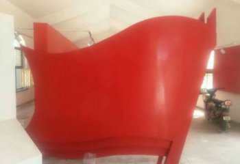 小區(qū)旗幟雕塑，拉絲黨建雕塑，抽象效果