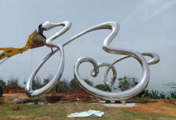 室內(nèi)福字雕塑，拉絲景觀雕塑，抽象效果