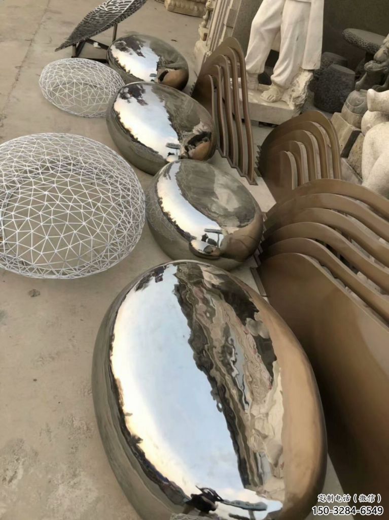 廣場坐凳雕塑，抽象景觀雕塑，鏡面效果