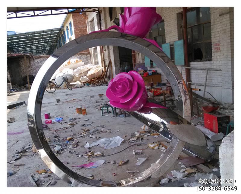 街頭戒指雕塑 大型別墅區(qū)擺件 鋼管雕塑