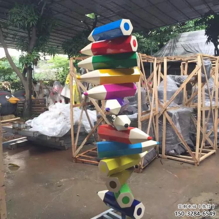 大型商場(chǎng)鉛筆雕塑 仿真景觀(guān)擺件 鏡面雕塑