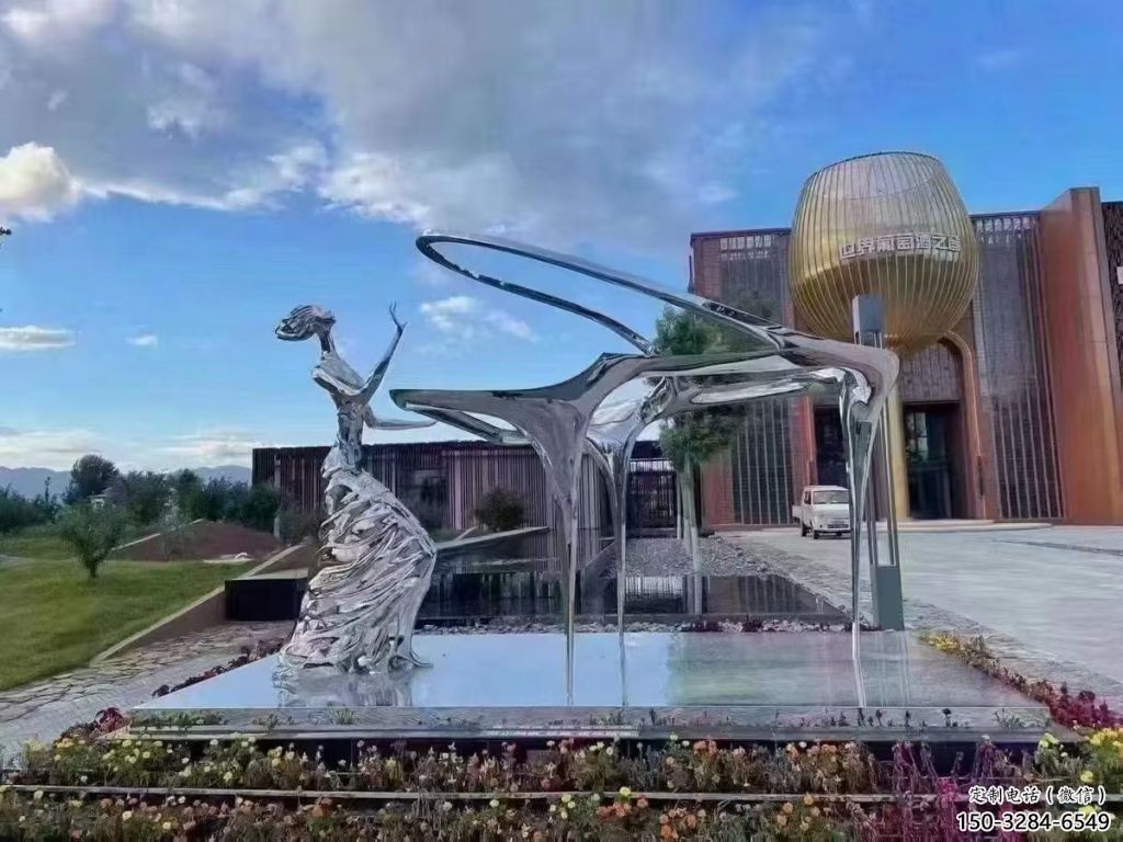 抽象鋼琴雕塑 啞光景觀小品 室內雕塑