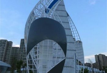 大型帆船雕塑，鍍銅景觀雕塑，鏡面工藝