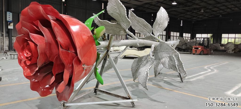 街道玫瑰雕塑 現(xiàn)代景觀擺件 彩繪雕塑