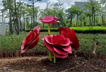 草地玫瑰雕塑 現代校園花朵雕塑 大型雕塑