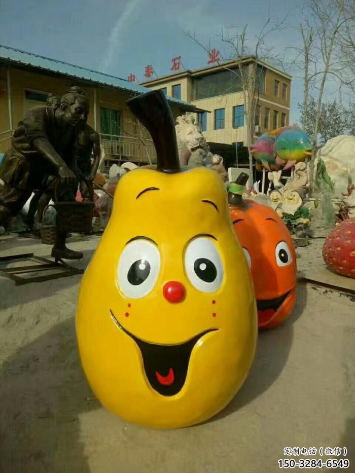 彩繪雪梨雕塑 仿真雕塑 步行街?jǐn)[件