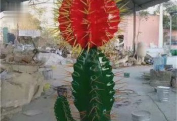 農(nóng)村仙人掌雕塑 抽象藝術(shù)花卉雕塑 烤漆植物雕塑