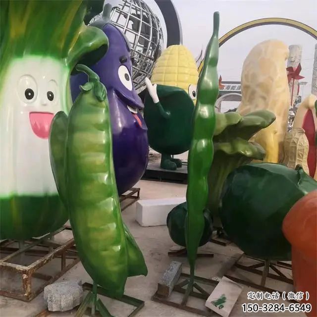 抽象豆角雕塑 店門口彩繪雕塑 步行街?jǐn)[件