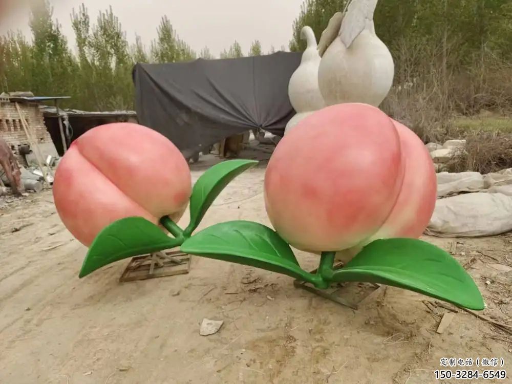 步行街水蜜桃雕塑 游樂(lè)場(chǎng)果蔬雕塑 鑄造水果雕塑