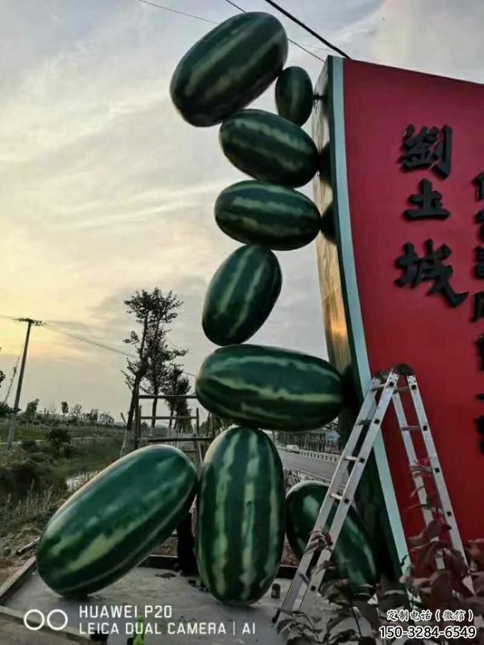 農(nóng)村西瓜雕塑 抽象藝術(shù)水果雕塑 烤漆果蔬雕塑