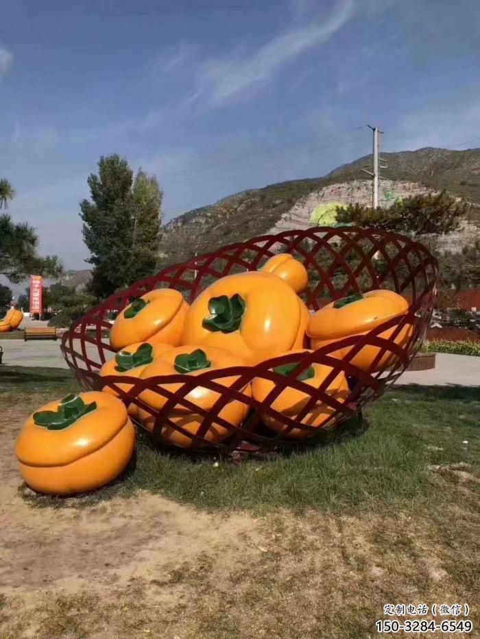 大型柿子雕塑 商業(yè)街廣場(chǎng)雕塑 彩繪擺件