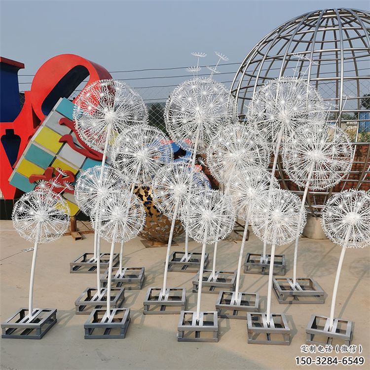 酒店蒲公英雕塑 景觀美陳花卉雕塑 現(xiàn)代植物雕塑