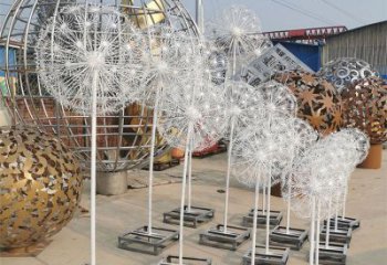 別墅區(qū)蒲公英雕塑 大型別墅區(qū)植物雕塑 剪影花卉雕塑