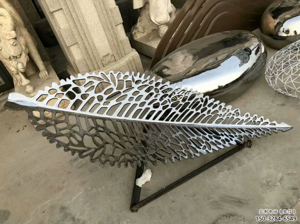 酒店樹葉雕塑 景觀美陳花卉雕塑 現(xiàn)代植物雕塑