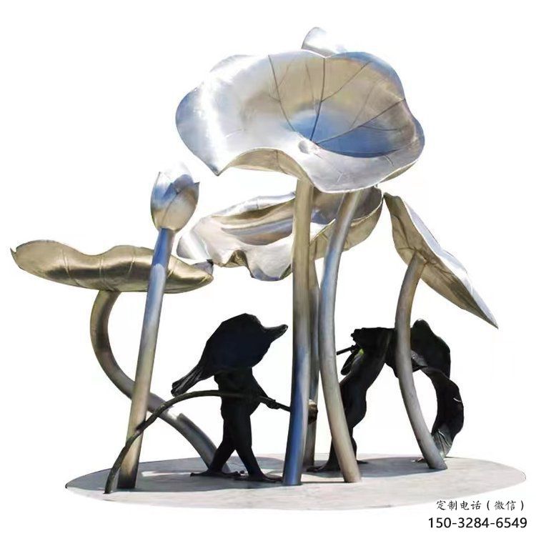 農(nóng)村荷葉雕塑 抽象藝術花卉雕塑 烤漆植物雕塑