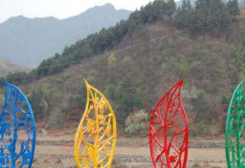 庭院樹(shù)葉雕塑 公園草地花卉雕塑 鍛造植物雕塑