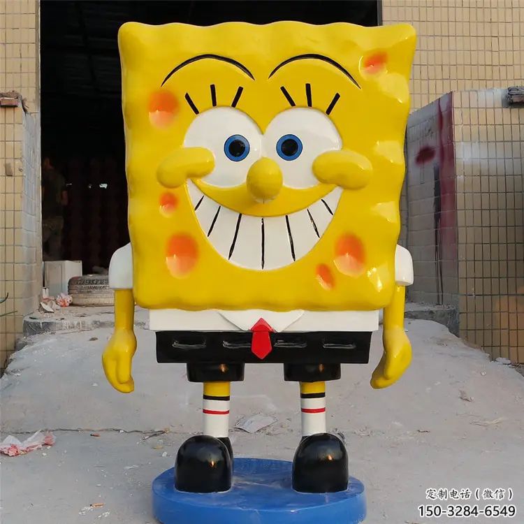 海綿寶寶雕塑 烤漆大型卡通雕塑 仿真動(dòng)漫雕塑