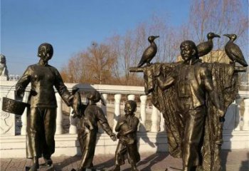 抽象釣魚雕塑 店門口彩繪雕塑 步行街擺件