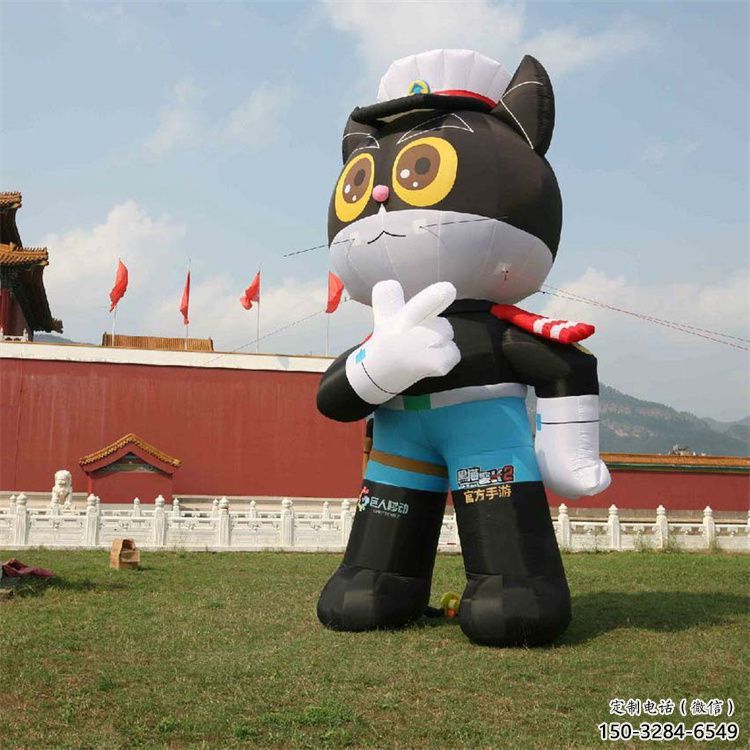 創(chuàng)意黑貓警長雕塑 彩繪卡通雕塑 公園雕塑
