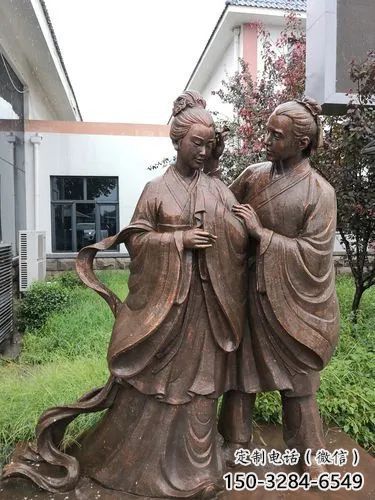 牛郎織女雕塑 庭院神話雕塑 彩繪擺件