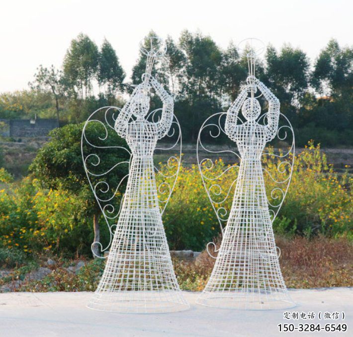 別墅區(qū)天使雕塑 大型別墅區(qū)擺件 鏤空卡通雕塑