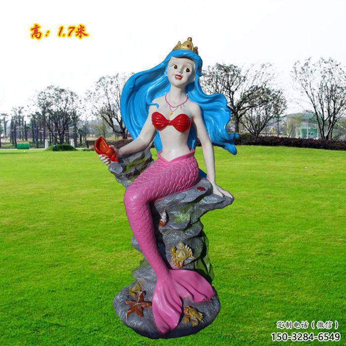 彩繪美人魚雕塑 大型城市雕塑 商業(yè)街?jǐn)[件