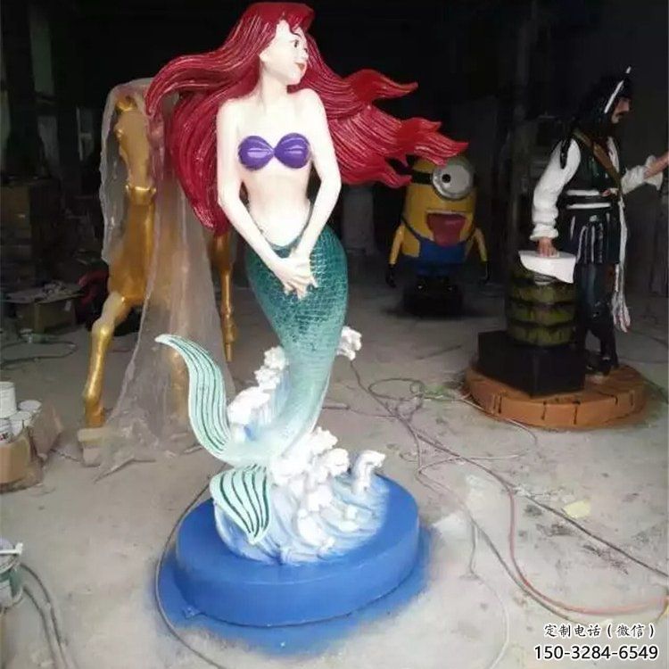 房地產(chǎn)美人魚雕塑 現(xiàn)代景觀雕塑 幾何動漫雕塑