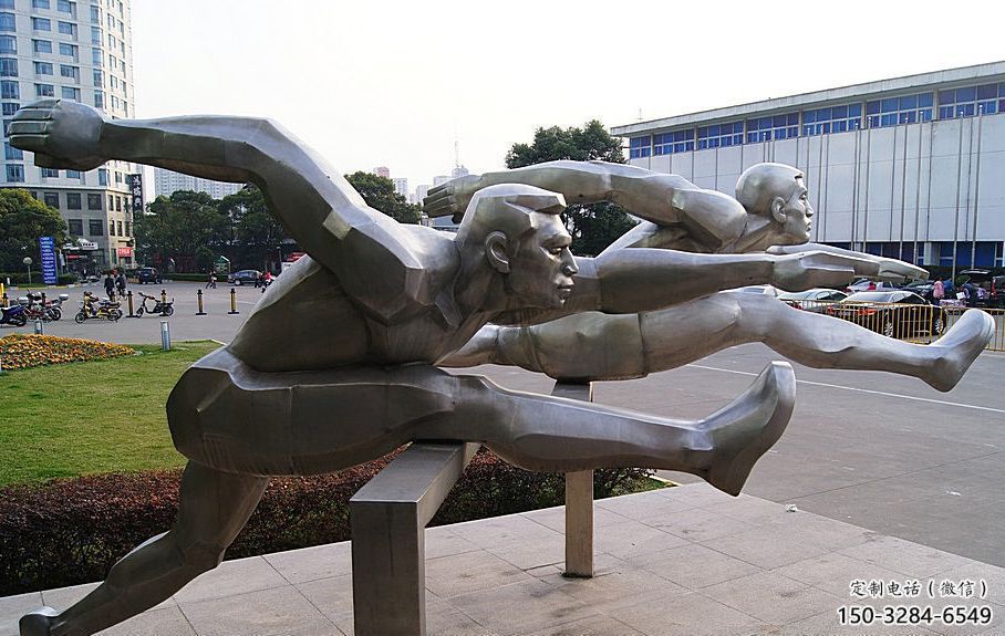 跨欄雕塑 抽象藝術(shù)體育雕塑 烤漆運動員雕塑