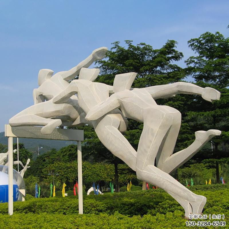 商業(yè)街跨欄雕塑 烤漆體育雕塑 彩繪運動員雕塑