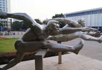 跨欄雕塑 抽象藝術(shù)體育雕塑 烤漆運(yùn)動(dòng)員雕塑